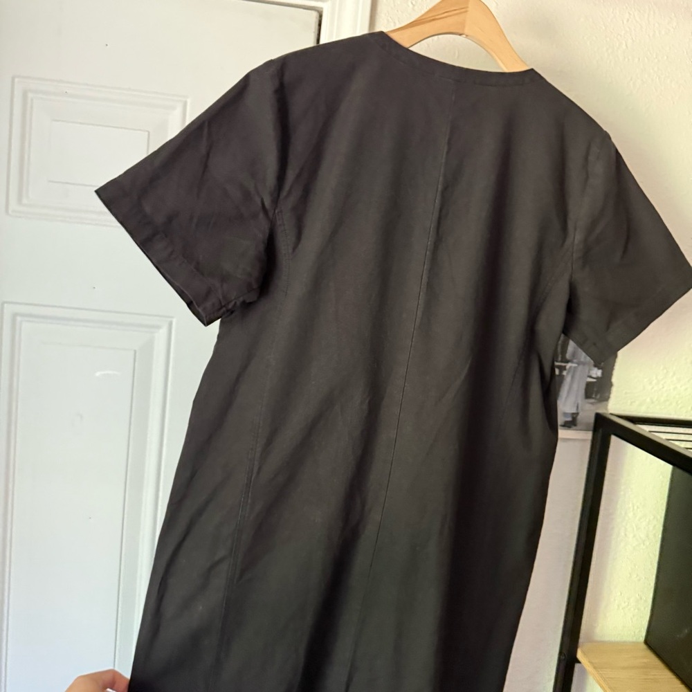 EILEEN FISHER black organic cotton hemp zip up short sleeve cropped jumpsuit - Picture 6 of 8